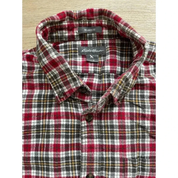 Eddie Bauer Men's Plaid Long Sleeve Button Down Flannel Shirt Relaxed Fit Sz S - Picture 4 of 6